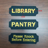 Max Black Statement Plaque Garden Wall Door Sign LIBRARY