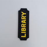 Max Black Statement Plaque Garden Wall Door Sign LIBRARY