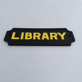 Max Black Statement Plaque Garden Wall Door Sign LIBRARY
