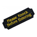 Max Black Statement Plaque Garden Wall Door Sign Please Knock Before Entering