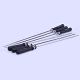 Max 6 Pieces Outdoor Barbecue Wooden Handle Stainless Steel Skewers Needles 52cm