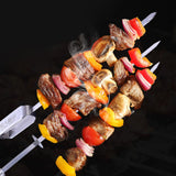 Max 6 Pieces Outdoor Barbecue Wooden Handle Stainless Steel Skewers Needles 52cm