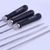 Max 6 Pieces Outdoor Barbecue Wooden Handle Stainless Steel Skewers Needles 52cm