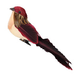Max Colours Artificial Feather Foam Birds with Clamp Garden Tree Decor Wine Red