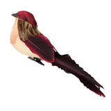 Max Colours Artificial Feather Foam Birds with Clamp Garden Tree Decor Wine Red