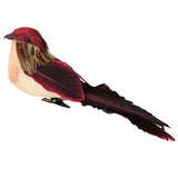 Max Colours Artificial Feather Foam Birds with Clamp Garden Tree Decor Wine Red