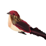 Max Colours Artificial Feather Foam Birds with Clamp Garden Tree Decor Wine Red