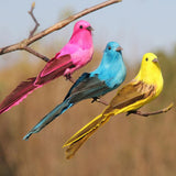 Max Colours Artificial Feather Foam Birds with Clamp Garden Tree Decor Pink