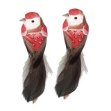 Max 2pcs Colours Artificial Feathered Foam Birds Garden Home Decoration Red