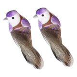 Max 2pcs Colours Artificial Feathered Foam Birds Garden Home Decoration Purple