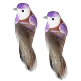 Max 2pcs Colours Artificial Feathered Foam Birds Garden Home Decoration Purple