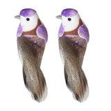 Max 2pcs Colours Artificial Feathered Foam Birds Garden Home Decoration Purple
