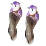 Max 2pcs Colours Artificial Feathered Foam Birds Garden Home Decoration Purple