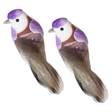 Max 2pcs Colours Artificial Feathered Foam Birds Garden Home Decoration Purple