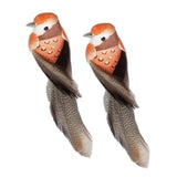 Max 2pcs Colours Artificial Feathered Foam Birds Garden Home Decoration Orange