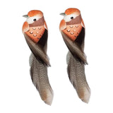 Max 2pcs Colours Artificial Feathered Foam Birds Garden Home Decoration Orange