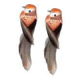 Max 2pcs Colours Artificial Feathered Foam Birds Garden Home Decoration Orange