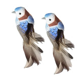 Max 2pcs Colours Artificial Feathered Foam Birds Garden Home Decoration Blue