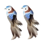 Max 2pcs Colours Artificial Feathered Foam Birds Garden Home Decoration Blue