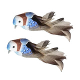 Max 2pcs Colours Artificial Feathered Foam Birds Garden Home Decoration Blue