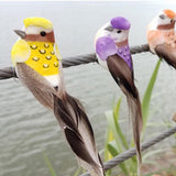 Max 2pcs Colours Artificial Feathered Foam Birds Garden Home Decoration Green