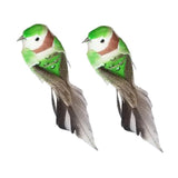 Max 2pcs Colours Artificial Feathered Foam Birds Garden Home Decoration Green