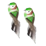 Max 2pcs Colours Artificial Feathered Foam Birds Garden Home Decoration Green