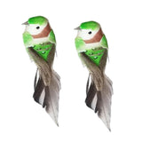 Max 2pcs Colours Artificial Feathered Foam Birds Garden Home Decoration Green