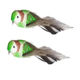Max 2pcs Colours Artificial Feathered Foam Birds Garden Home Decoration Green