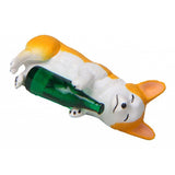 Max Holding Winebottle Mini Corgi Huskie Dog Figurine Decor Green Bottle Corgi