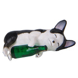 Max Holding Winebottle Mini Corgi Huskie Dog Figurine Decor Green Bottle Huskie