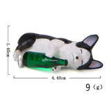 Max Holding Winebottle Mini Corgi Huskie Dog Figurine Decor Green Bottle Huskie