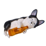 Max Holding Winebottle Mini Corgi Huskie Dog Figurine Decor Yellow Bottle Huskie