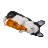 Max Holding Winebottle Mini Corgi Huskie Dog Figurine Decor Yellow Bottle Huskie