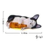 Max Holding Winebottle Mini Corgi Huskie Dog Figurine Decor Yellow Bottle Huskie