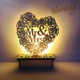 Max Home DIY Wood LED Night Light Decoration Romantic Mr &Mrs for Wedding Gift