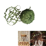 1Roll 80m Artificial Vines Rattan Hanging Home Wall Ivy Green Leaves Ribbon