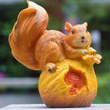Max Realistic Squirrel Figurine Garden Sculpture Decor Brown Pomegranate