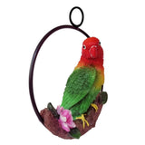 Max Hanging Parrot Statue Sculpture On Metal Round Ring  B
