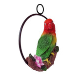 Max Hanging Parrot Statue Sculpture On Metal Round Ring  B