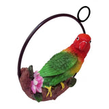 Max Hanging Parrot Statue Sculpture On Metal Round Ring  B