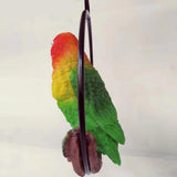 Max Hanging Parrot Statue Sculpture On Metal Round Ring  B