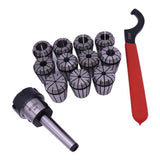 Max ER32 Chuck MT2 Shank Spanner with 11 PC Collet Set For Workholding Engraving