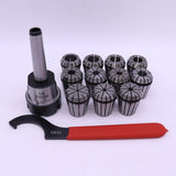 Max ER32 Chuck MT2 Shank Spanner with 11 PC Collet Set For Workholding Engraving