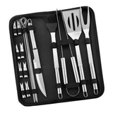Max Grill Tools Stainless Steel Shovel Fork Tongs Barbecue Utensil Set 18Pcs Set