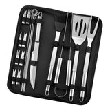 Max Grill Tools Stainless Steel Shovel Fork Tongs Barbecue Utensil Set 18Pcs Set