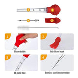 Max Turkey Baster Set Silicone Bulb Meat Injector Needle with Cleaning Brush