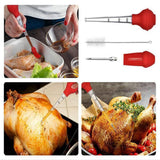 Max Turkey Baster Set Silicone Bulb Meat Injector Needle with Cleaning Brush