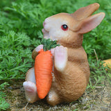 Max Resin Miniature Craft Rabbit Figurines Fairy Garden Decor C-Holding Carrots