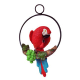Max Lifelike Hanging Artificial Parrot Statue Perch on Metal Ring Patio Decor
